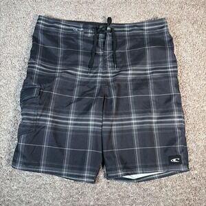 O'Neill Plaid Board Shorts Swim Trunks with Cargo Pocket Size 36